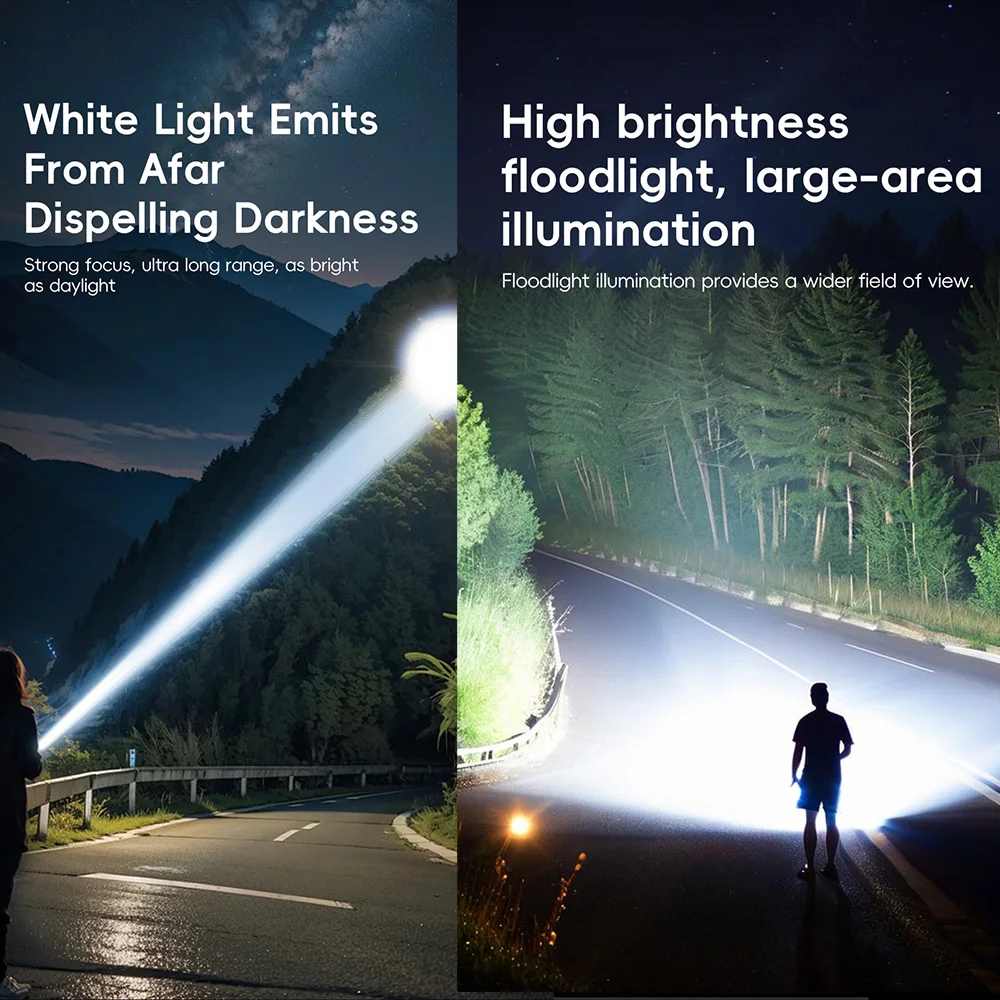 Super Bright Lantern High Power Long Range LED Flashlight COB Side Light Lamp USB Rechargeable Waterproof Camping Tactical Torch