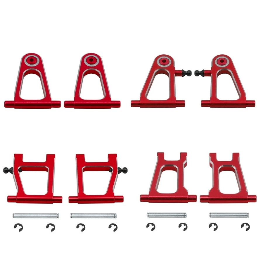 ラジコンカー、メタル、フロント、リア、アップグレード部品、アクセサリー、tt01、TT-01、1/10用のアッパーおよび下部サスペンションアームセット