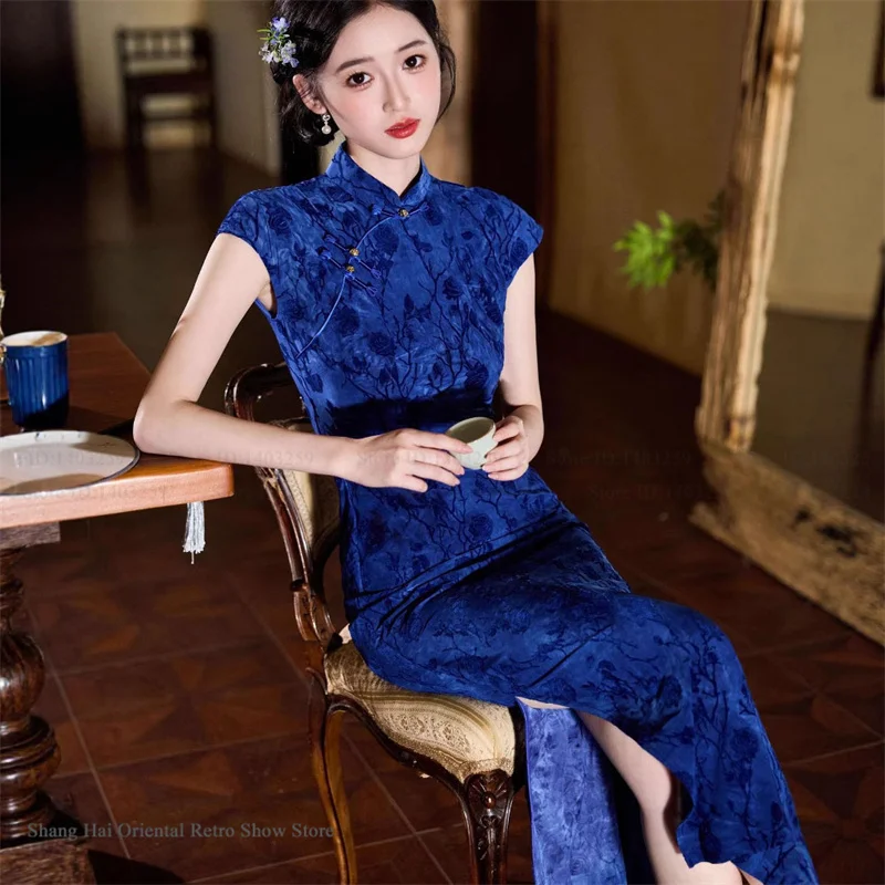 

Традиционное китайское платье-ципао для выступлений и вечеринок, винтажное классическое китайское платье в этническом стиле, необычное вечернее платье для торжеств