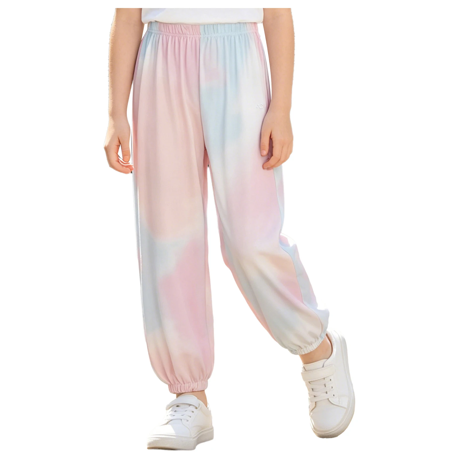 Children Active Quick Dry Tie Dye Cooling Pants Elastic Waistband Breathable Lightweight for Outdoor Running Hiking Camping