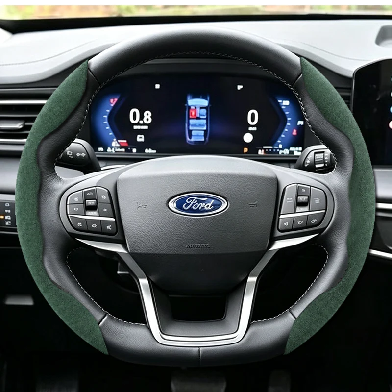 Steering Wheel Cover Suitable for Ford Carbon Fiber Wave‑Shaped Sport Design Focus F‑Series Explorer Kuga