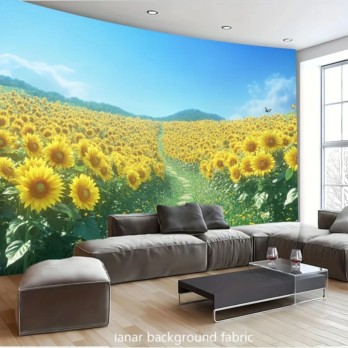 Sunflower Field Wall Mural 2D Planar Background Fabric Nature Landscape Home Decor Living Room Wallpaper Floral Art Indoor