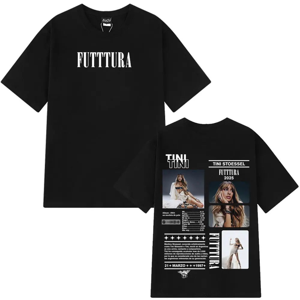 المغني TINI STOESSEL 2025 جولة ميرش التي شيرت الرجال النساء الاتجاه الجمالي تي شيرت قصيرة الأكمام 100% القطن عادية Harajuku تي شيرت #1