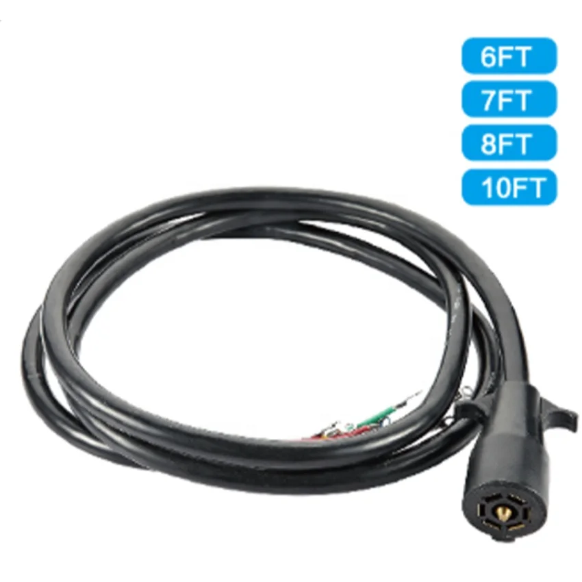 7-Pin Trailer Plug Cord 8 Feet 7-Way RV Blade Wiring Harness Extension Cable Waterproof Corrosion Resistant