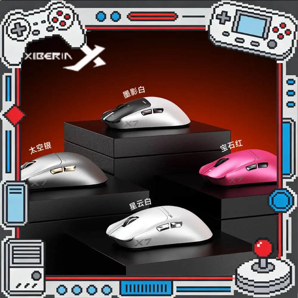 XIBERIA X7/X7 PRO MAX Mouse Tri Mode Wireless Magnetic Base PAW3950 Nordic54L15 TTC Golden Wheel 8k Low Latency Gaming Mouse