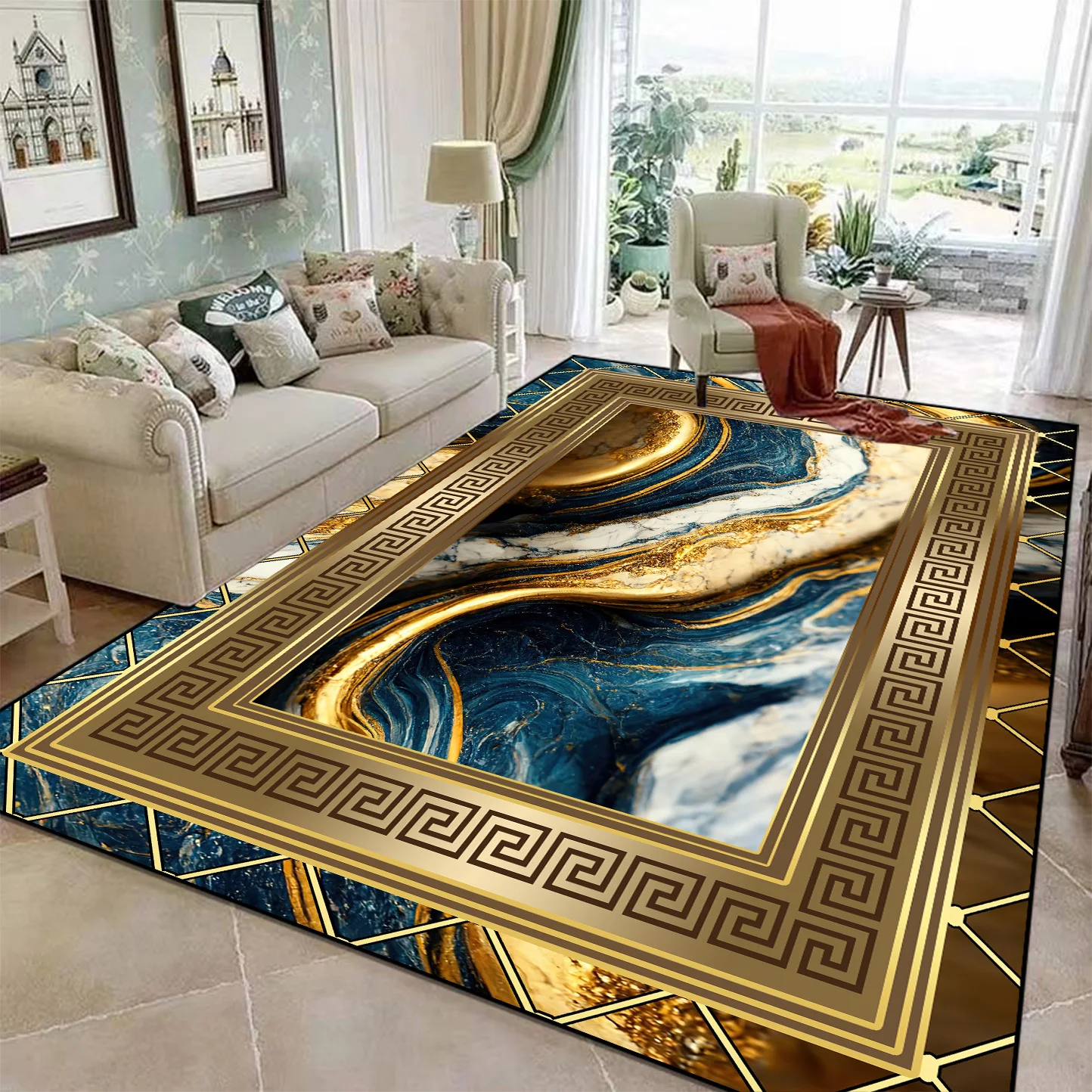 

Luxury Carpets for Living Room Marble Decoration Abstract Carpet Parlour Sofa Area Floor Mat Bedroom Decor Large Rug Washable