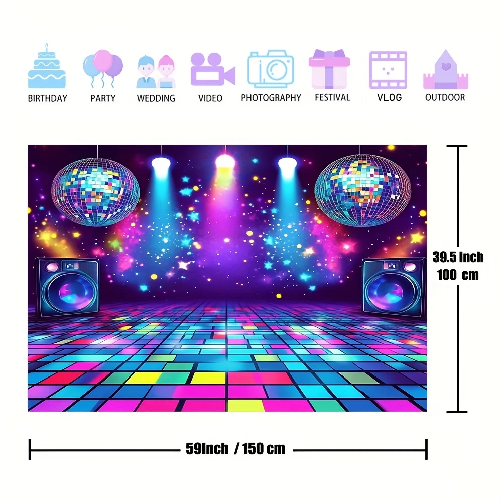 Ein Retro-Partyhintergrund mit 80er- und 90er-Jahre-Motiv – eine lebendige Disco-Tanzszene – Detail 9