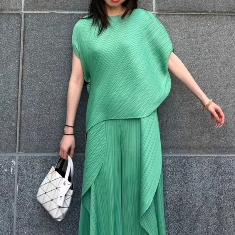 

Miyake Pleated Pants 2026 Summer New Irregular Design Flowy Loose Lightweight Wrinkle-Free Travel Vacation Women's Casual Pants