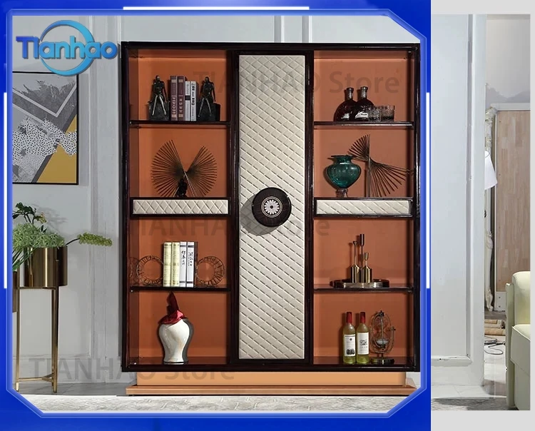 High-Quality Rosewood Bookcase for Home Furniture Modern Italian Luxury Bookshelf