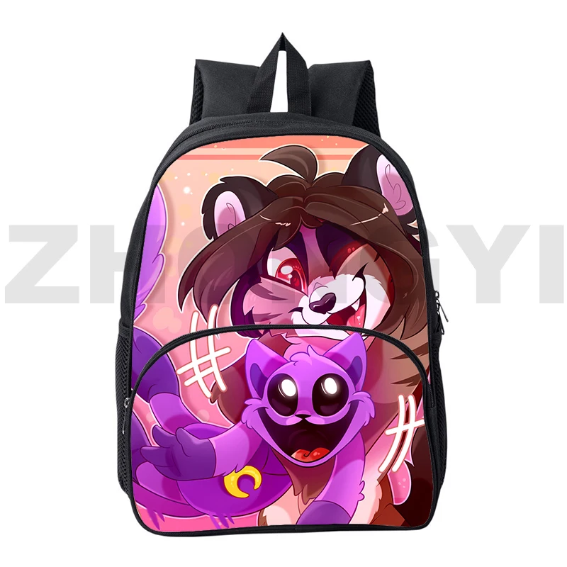 Sacs à dos 3D Smiling Critters Game pour étudiants, impression de dessin animé, cartables pour filles et garçons, mini sac à dos pour la maternelle, 12/16 pouces