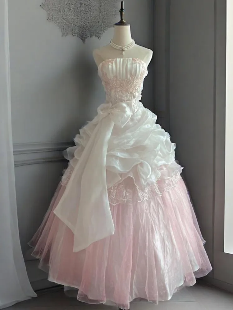 

Birthday party coming-of-age ceremony pink wedding style puffy dress