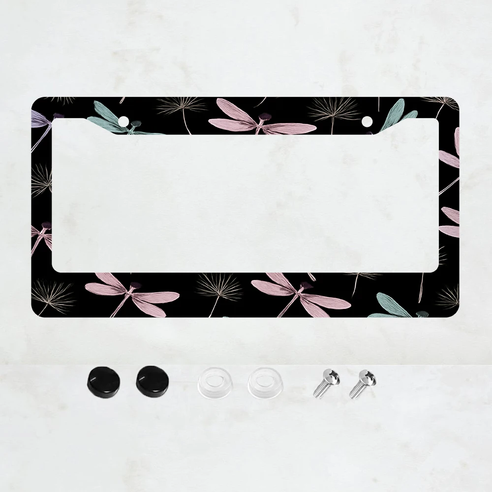 

1 шт. черная рамка для номерного знака с 2 отверстиями и цветочным узором, американский стандартный размер, алюминий, 6x12 дюймов, в комплекте с винтами.