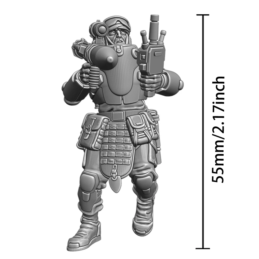 55mm 3D Stampa Modello In Resina Statua Razzo Shell Guerriero Non Verniciato Modello Kit Smontato Gk Figure In Miniatura Giocattolo Da Tavolo