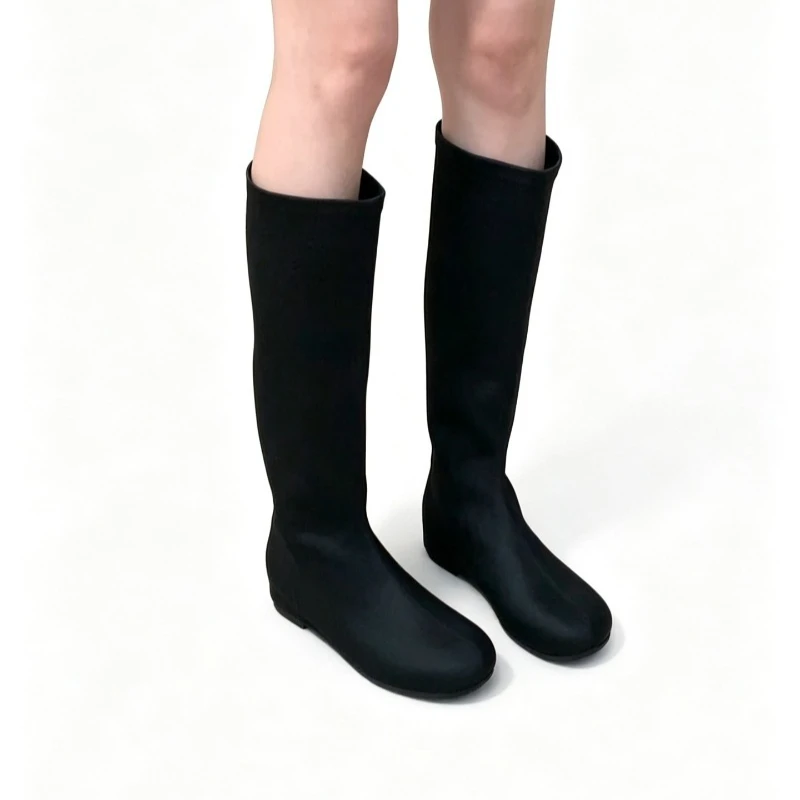 `Women's Minimalist INS SlipOn Boots Microfiber Flat Hidden Wedge Breathable Slim Fit Daily KneeHigh Ankle Boots EU 3540`