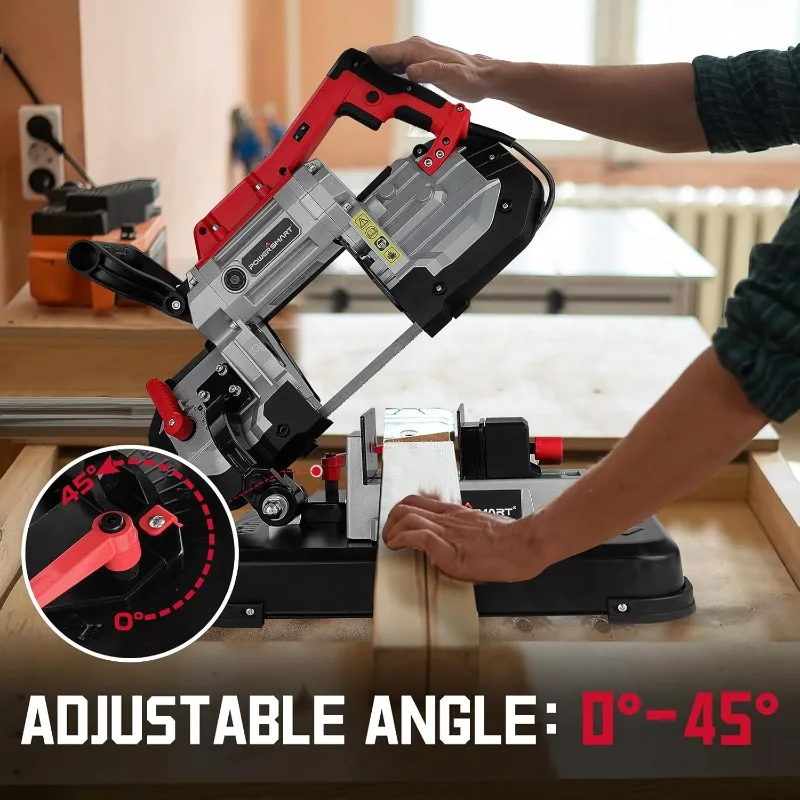 Portable Band Saw with Removable Alloy Steel Base, 10Amp 1100W Motor 5-Inch Deep Cut Bandsaw for Metal