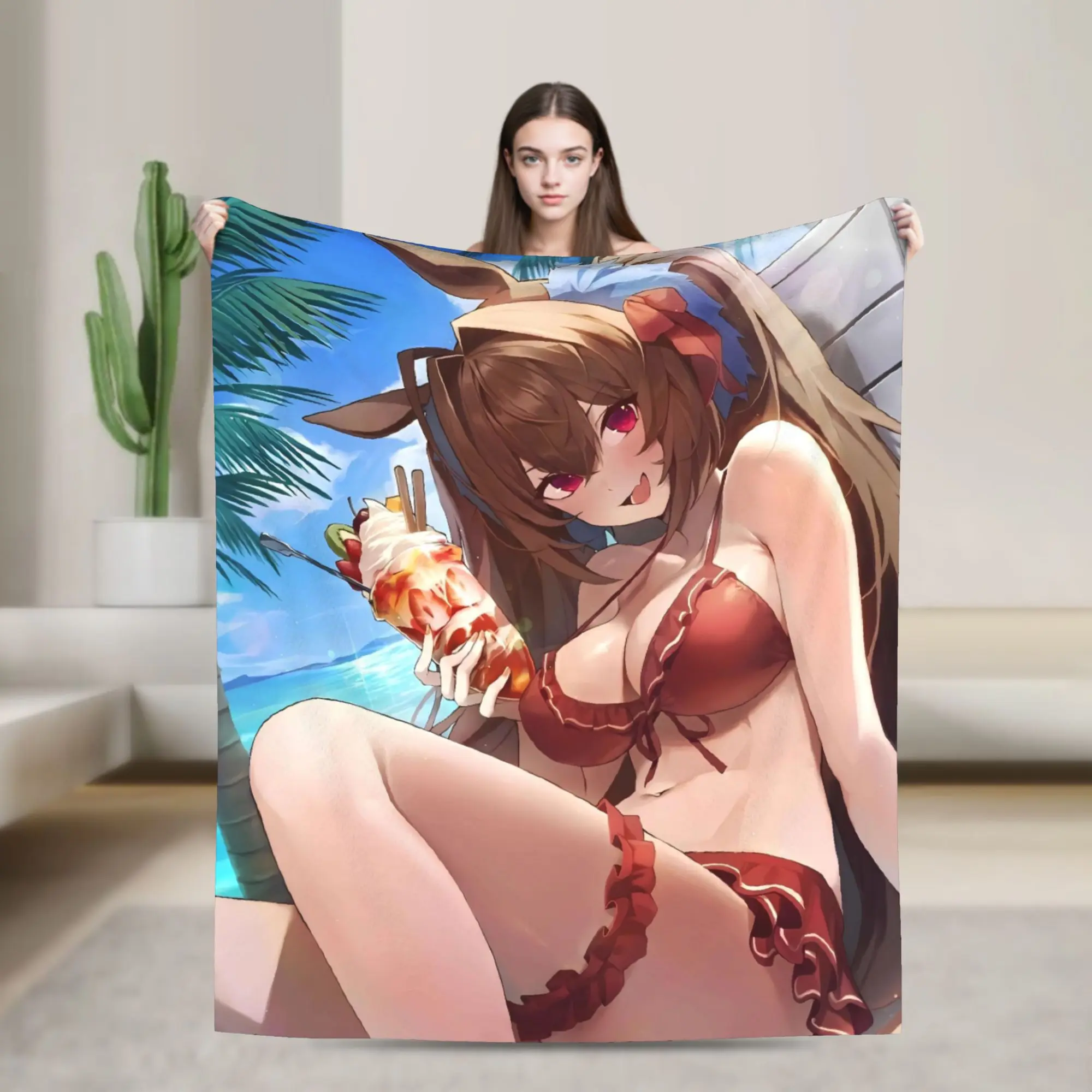 Haru Urara and Tokai Teio Blanket Umamusume Warm Soft Plush Throw Blanket For Bedroom Decorative Flannel Bedspread Bed Cover
