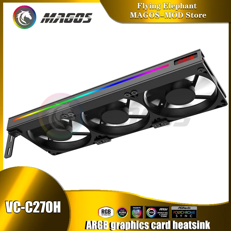 PCI FAN Heat Sink Graphis Card Cooling Fan Radiator Support Motherboard AURA SYNC 5V 3PIN ARGB Lighting VGA Cooler