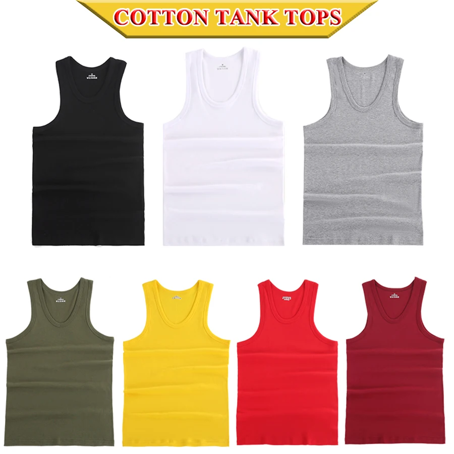 Tank Tops Männer 2024 Sommer 100% Baumwolle Kühlen Fitness Weste Ärmellose Tops Gym Dünne Bunte Casual Unterhemd Männlich 7 Farben 1PCS