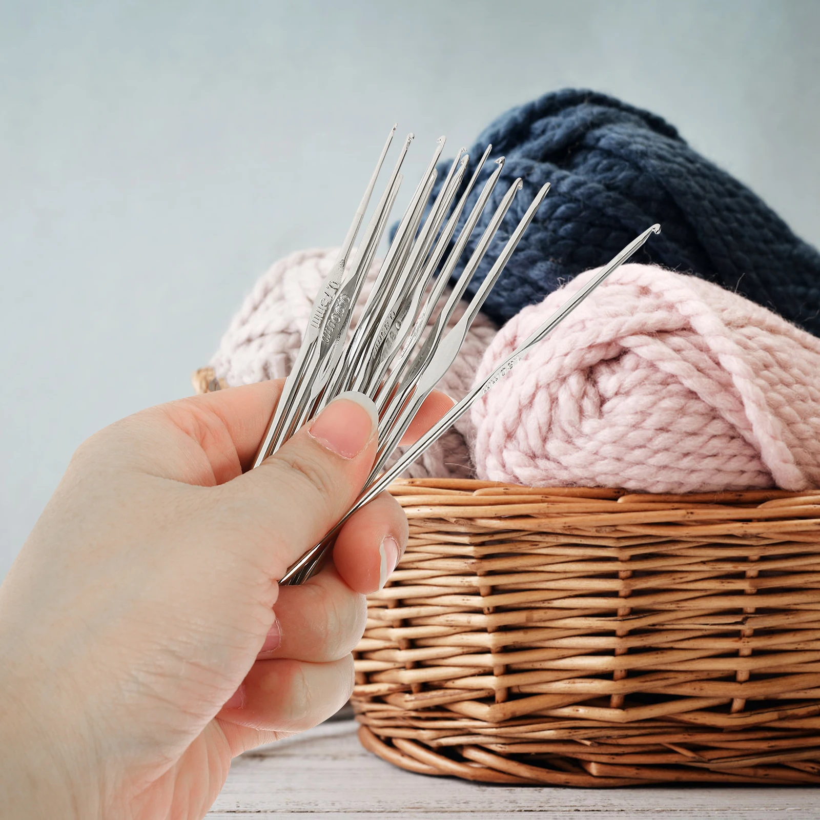 

3Sets Premium Stainless Steel Crochet Needles Safe Durable Easy Grip Yarn Crafts Sweater Hat Making Tools Crochet Needle