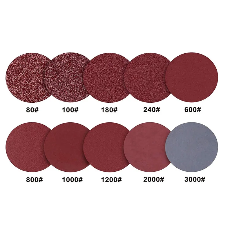 10-25 pezzi disco di carta vetrata speciale per lucidatura rotonda carta vetrata marrone rosso 50-100mm 40-3000 grana accessori utensili abrasivi