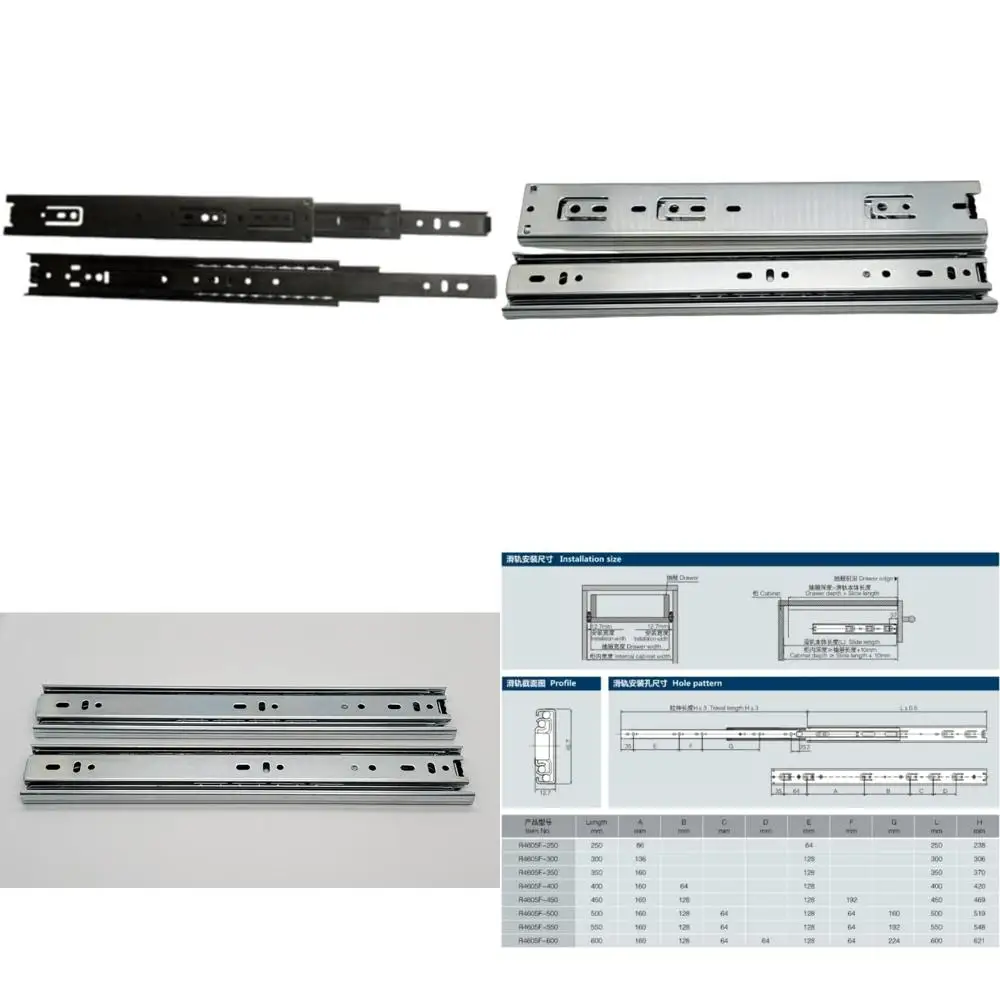 

Full Extension Ball Bearing Drawer Slides - 100lb Capacity, 20 Black, 5 Pairs, Heavy Duty for Smooth Operation