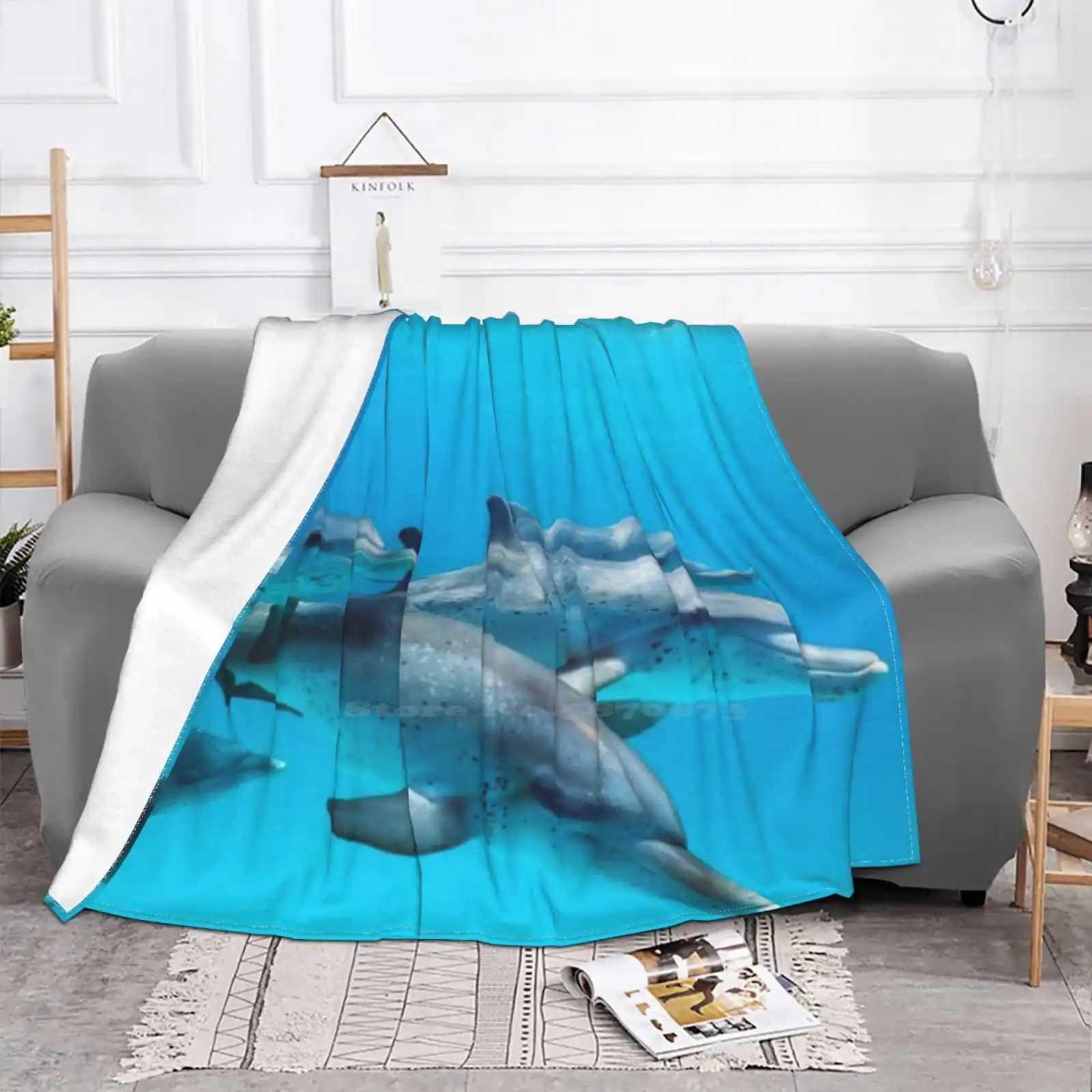 Dolphin Dreamin' Soft Warm Throw Blanket Atlantic Spotted Dolphin Bahamas Underwater