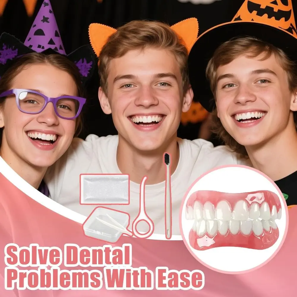 Soft Silicone Silicone Dentures Upper & Lower Dentures Silicone Reline False Teeth Lifelike Natural Teeth Comfortable Fit