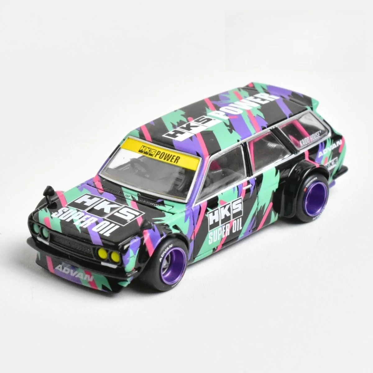 KaidoHouse+MINIGT 1:64 Datsun 510 Wagon HKS modelo de carro em liga - em estoque