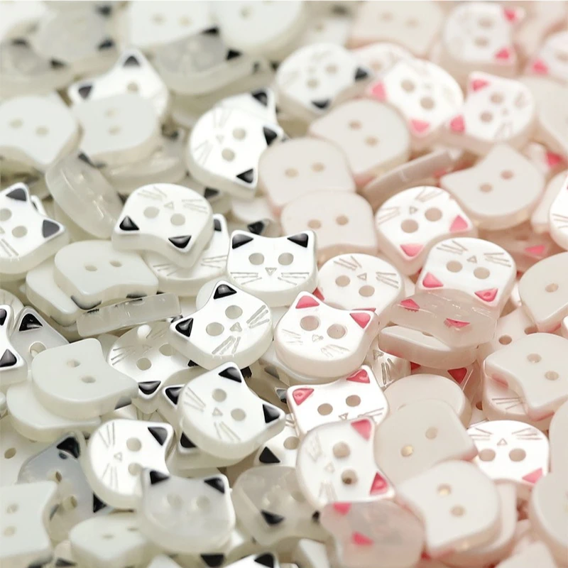 10Pcs Cute Cat Resin Buttons Baby Cardigan Vest Kids Shirt Socks Craft Buttons Kawaii Children's Clothing Sewing DIY Accessories