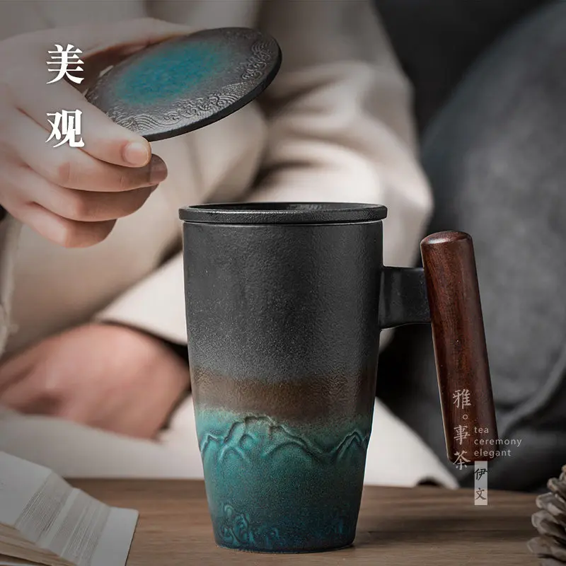 Filter teacup Office tea cup Household filter tea Simple with lid Tea separation cup Personal use Teachers' Day
