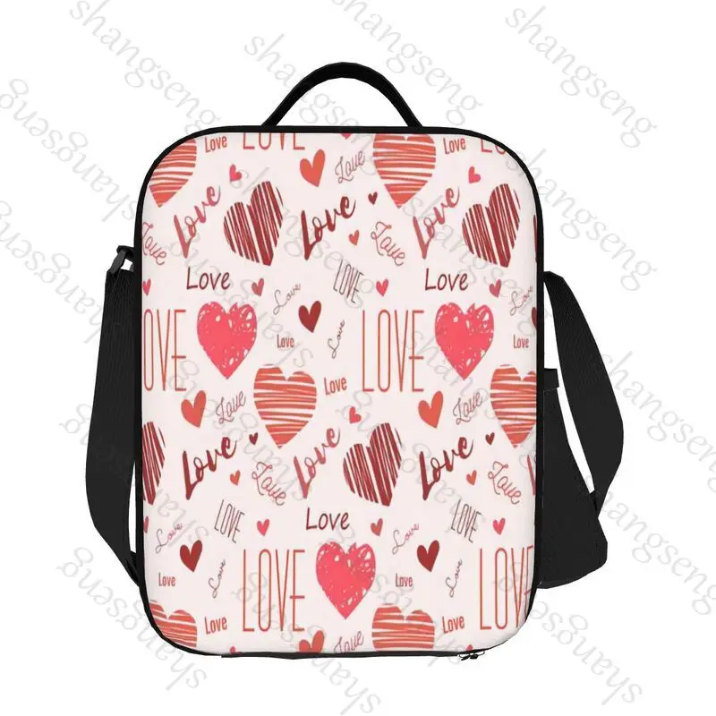 Amor Imprimir Padrão Impresso Saco Térmico Isolado, Lunch Bag, Armazenamento De Alimentos, À Prova De Vazamentos, Piquenique, Acampamento, Caixa Ao Ar Livre, Praia