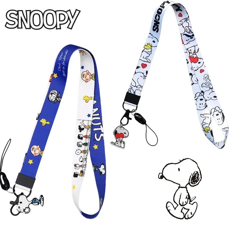 Ремешок для ключей Snoopy, мультяшная фигурка, милый щенок, семейный брелок для ключей, ремешок для телефона, держатель для бейджа, удостоверение личности, кредитная карта, очаровательное украшение, подарок