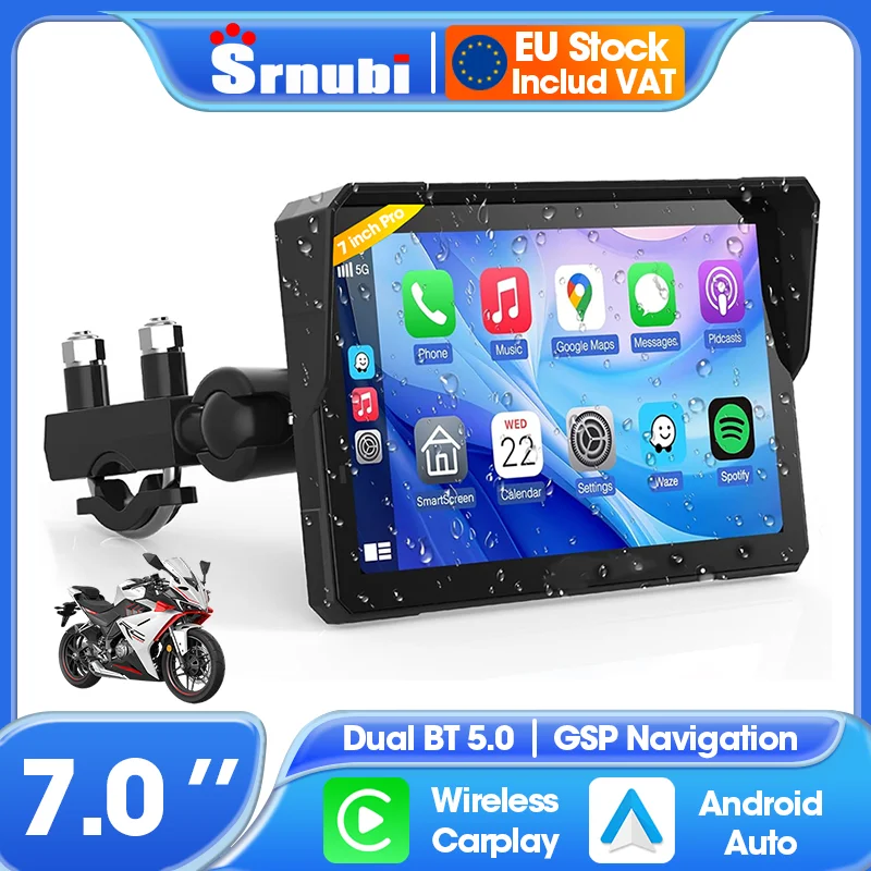 Moto Carplay Android Auto GPS Navigation Portable 7 pouces IP67 étanche Moto accessoires écran d'affichage lecteur multimédia