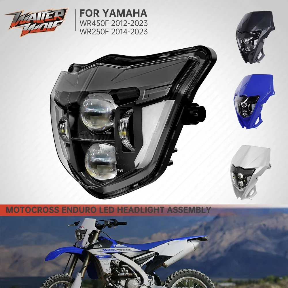 WR450F WR250F Светодиодная фара в сборе для YAMAHA WR TTR YZ XT 125 250 400 450 R/F MX Enduro Налобный фонарь E-mark Dirt Bike Lamp