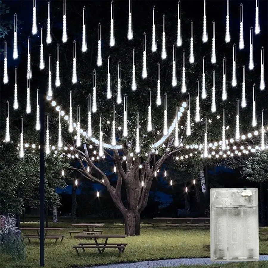 

30-сантиметровые светодиодные гирлянды-метеоры на батарейках для вечеринок, уличного освещения, свадеб, сада, декора на Ид и Рамадан