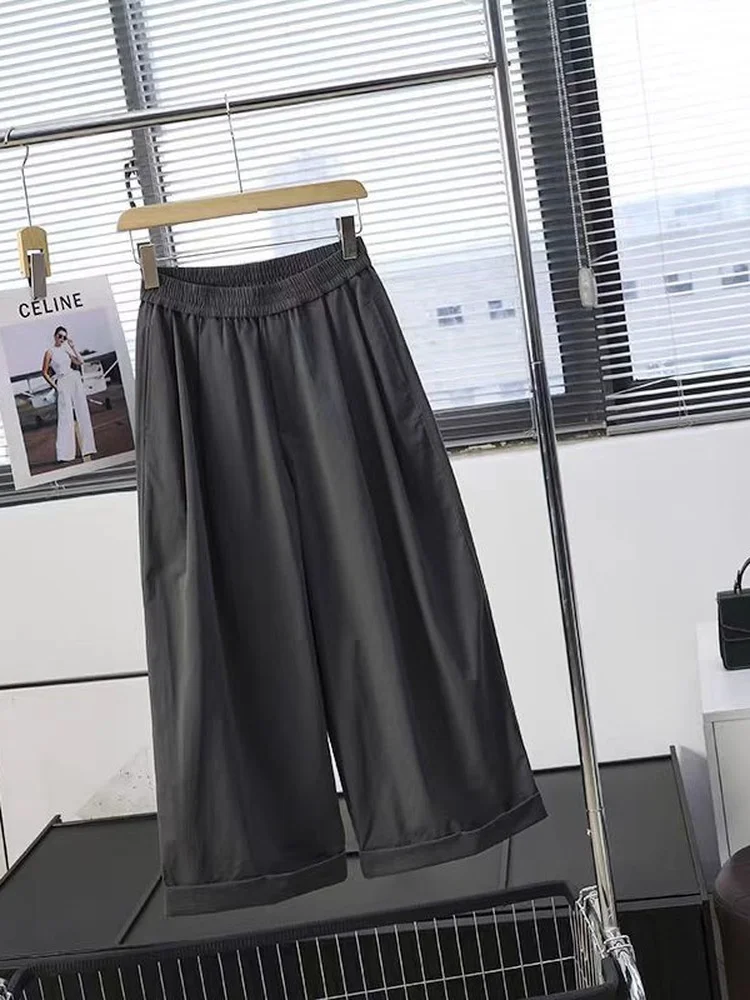 Ultra-Light Breathable Wide Leg Pants Women's Loose Fit Casual Trousers Spring Commute Style Elastic Waist Comfortable Cotton