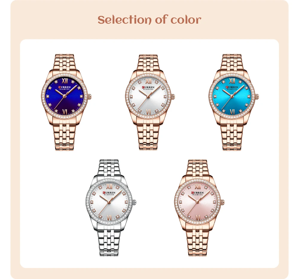 CURREN Brand Ladies Fashion Waterproof Watch Quartz Stainless Steel Strap Diamond Fashion High Quality Ladies Watch Reloj Mujer