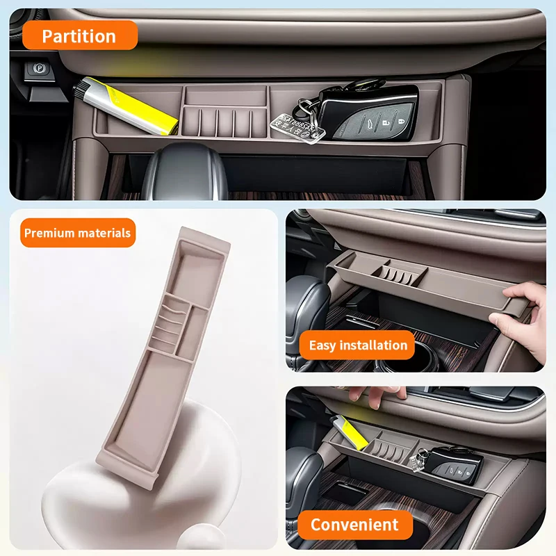 QHCP صندوق تخزين مركزي للسيارة سيليكون والعتاد صندوق تخزين أمامي منظم الحاويات تستيفها لكزس ES 2025 الملحقات الداخلية #4