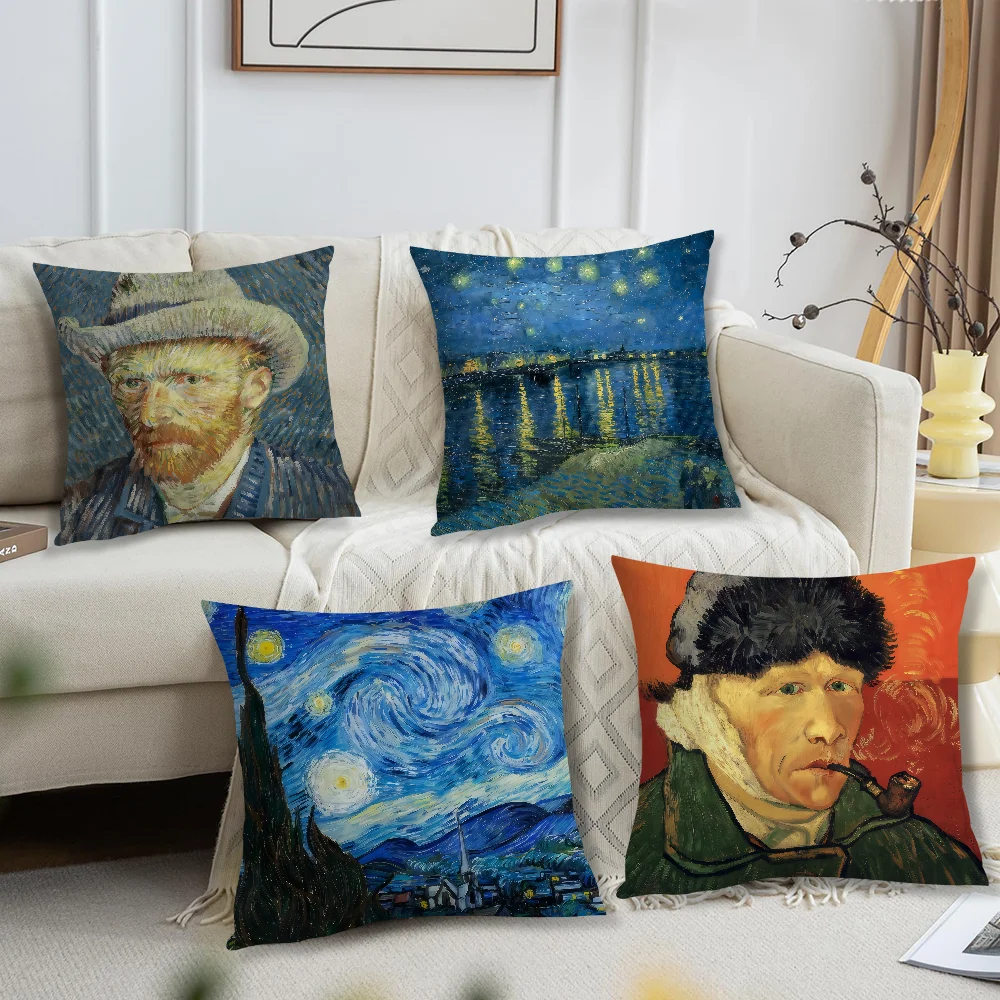 Famous Painter V-Van G-Gogh cushion cover For Pillow Printing Sofa Decoration Home Car Room Coffee Shop Office Nordic Simplicity
