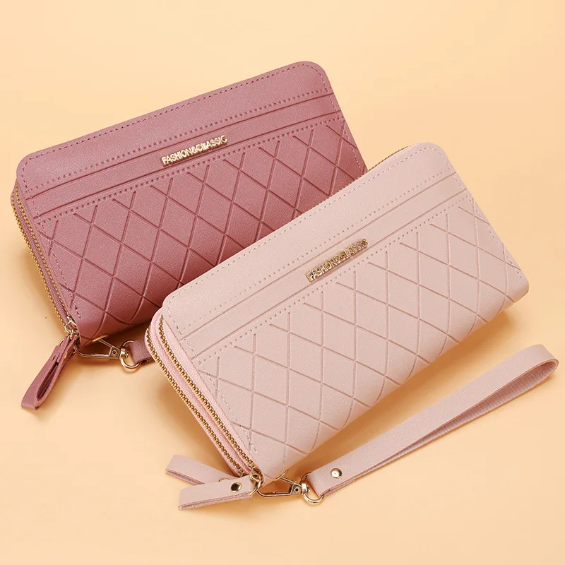 New Women's Long Wallet Korean Version Of The Simple Double Zipped Large-capacity Coin Purse Fashion Multi-card Wallet Card Bag