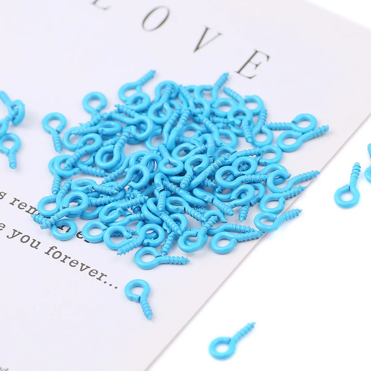 

100-300pcs 4X8MM Sky Blue Small Tiny Eye Pins Eyepins Hooks Eyelets Screw Threaded Clasps Hooks Supplies for Jewelry Findings