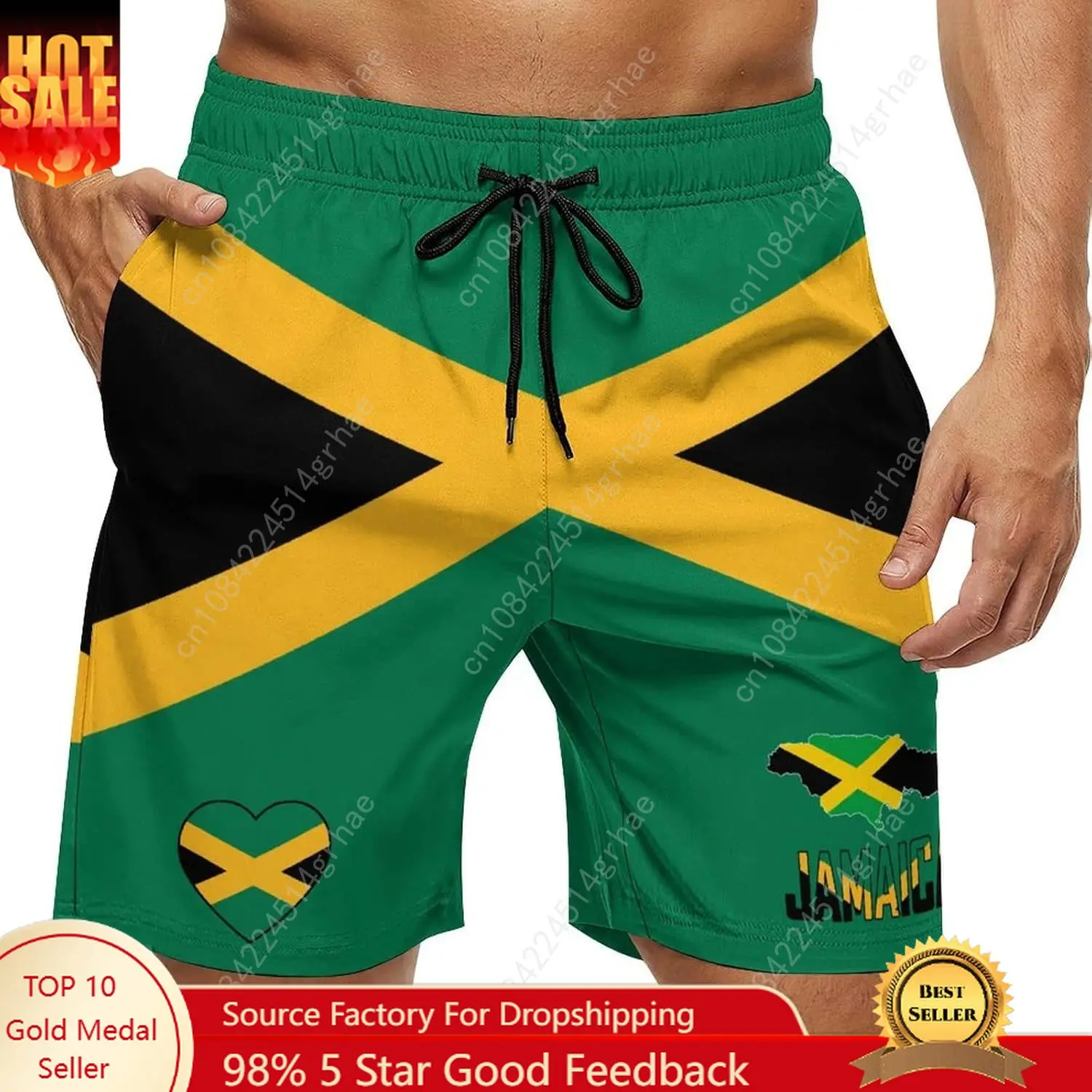 

Jamaica Flag Jamaican Shorts Men Beach Short Pants Casual Sports Shorts Breathable Clothes