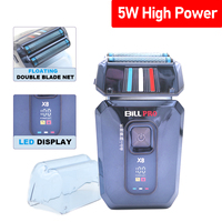 BILL X8 Professional Barber Shaver with Double Foil Floating Heads 8000RPM 5W LCD Display Titanium Blue Net Electric Shaver Man