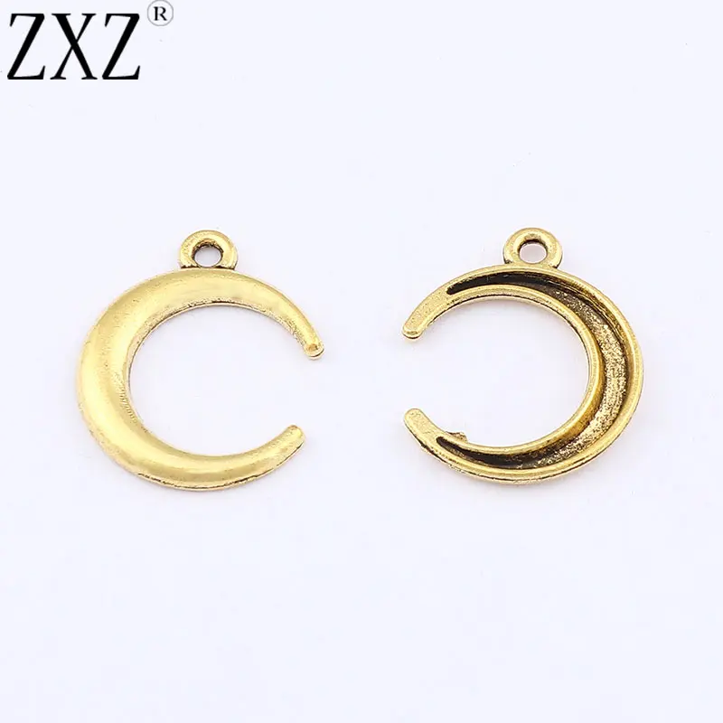 

ZXZ 50pcs Antique Gold Crescent Moon Charms Pendants For Necklace Bracelet Jewelry Making 20x16mm