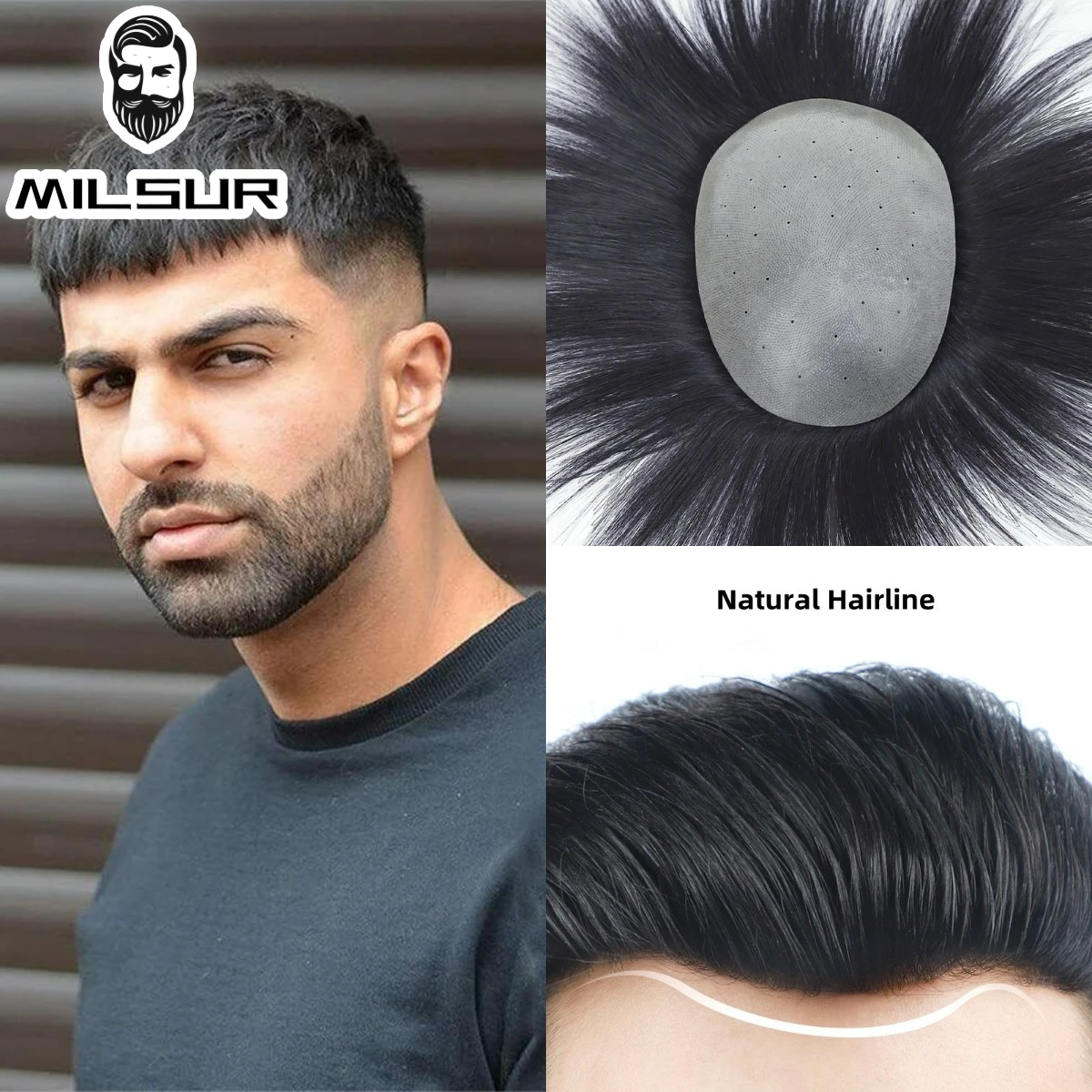 

Thin Skin Base Wig Male Hair Prosthesis Biological Scalp Men's Toupee 100% Human Hair Replacement Breathable Wigs For Man