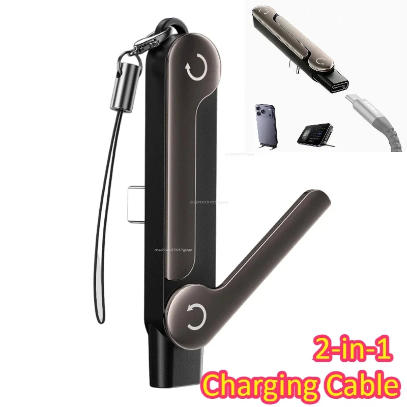 240w 2-In-1 Charging Cable  USB C To USB C Quick Charge Built-In Phone Stand Quick Charge Data Wire Foldable Bracket