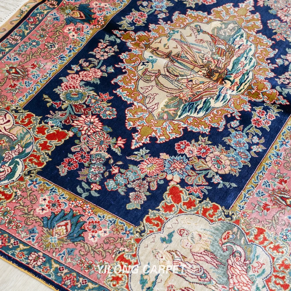 YILONG 3 'X 4' ผ้าไหม Tapestry Handmade ผ้าไหมมือพรม (TJ476A)