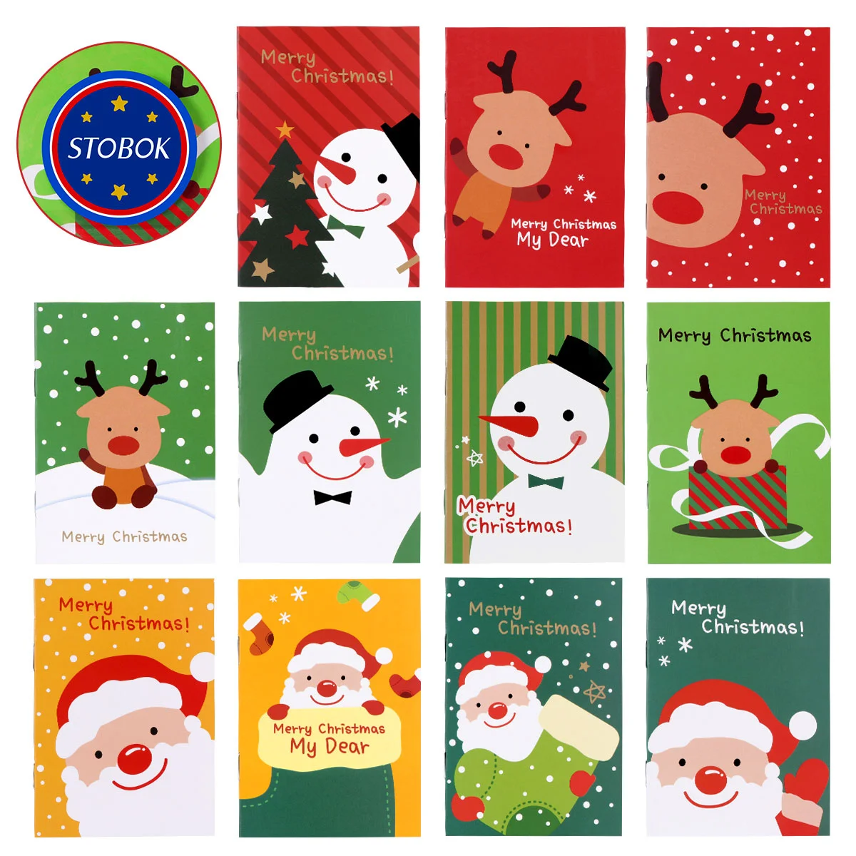 Christmas Cartoon Notebook Notepad Santa Claus Notebok Stickers Deer Pocket Snowman