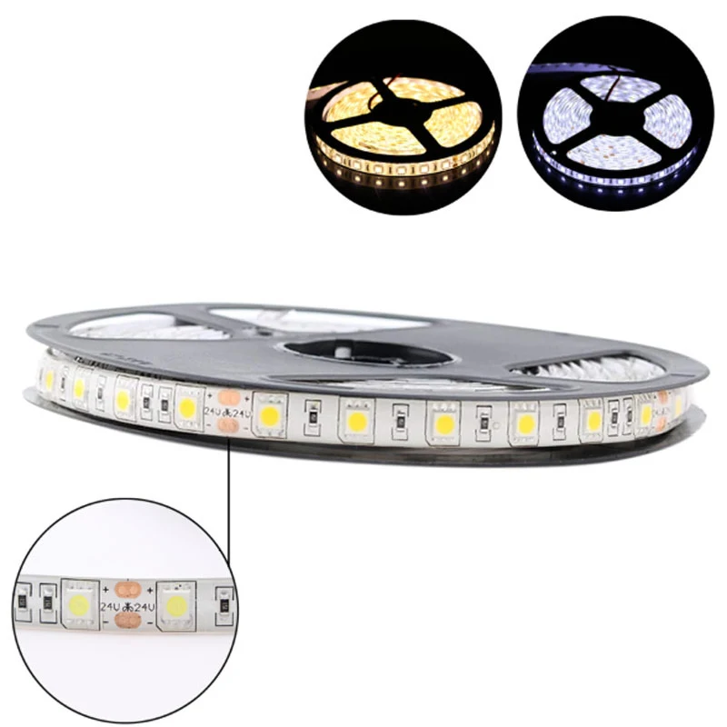 LED Light With Drip Glue Waterproof Soft Light Strip 60 Beads/m Low Voltage DC24V 5050 Light Strip