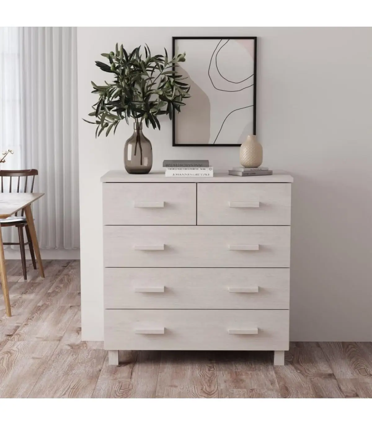 Solid wood sideboard Pine White 79x40x80 cm